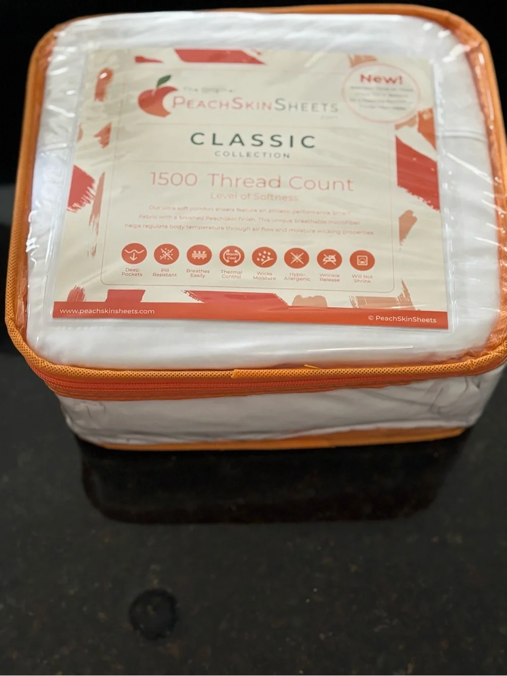 Brand New!  Peach Skin Sheet Set in White, King Size